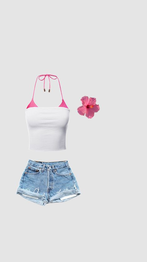 Hawaii outfit #hawaii #outfit #pinkoutfit Trendy Hawaii Outfits, Hawaii Clothes Aesthetic, Hawaii Birthday Outfits, Hawaain Inspired Outfit, Hawaiian Summer Outfits, Hawaiian Inspired Outfit, Cute Hawaiian Outfit, Summer Outfits Hawaii, Hawaii Outfits Party