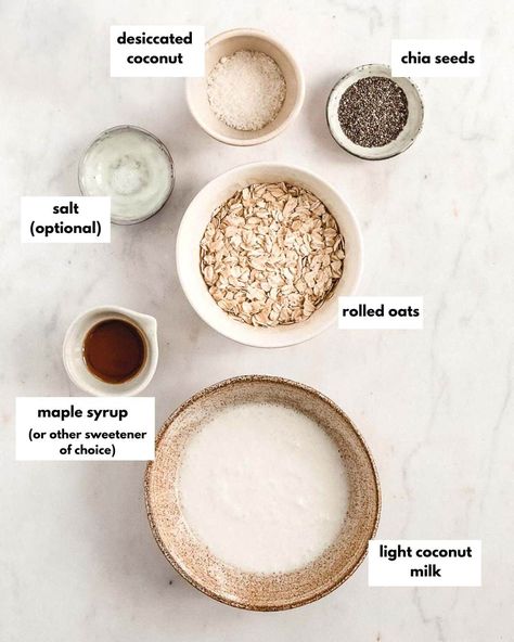 Overnight Oats with Coconut Milk - Wholefood Soulfood Kitchen Overnight Oats With Oat Milk No Yogurt, Overnight Oats Applesauce, Overnight Oat Without Yogurt, Overnight Oats Without Greek Yogurt, Overnight Oats Without Yogurt Recipe, How To Make Overnight Oats Without Yogurt, Yogurt Free Overnight Oats, Overnight Oatmeal Without Yogurt, Best Overnight Oats Recipe No Yogurt