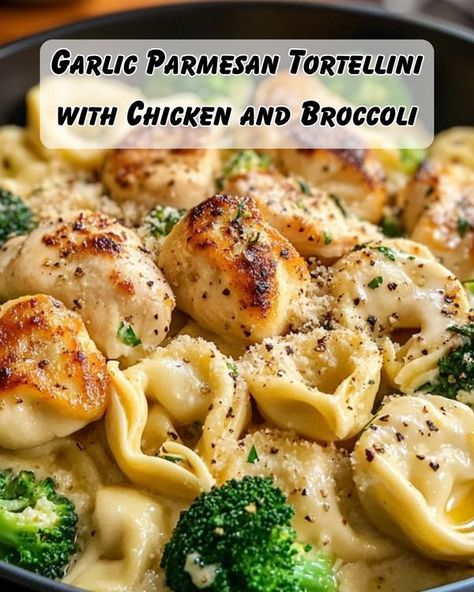 Alfredo Dishes, Tortellini With Chicken, Parmesan Tortellini, Supper Idea, Tasty Lunch Ideas, Cheesy Appetizers, Pasta Tortellini, Creamy Garlic Parmesan Sauce, Fast Dinner Ideas