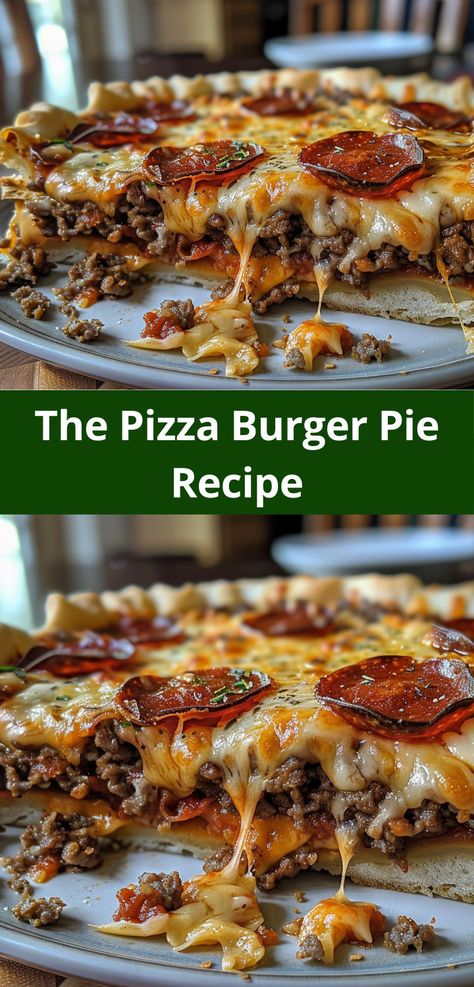 Effortless pizza burger pie recipe - perfect for a tasty and comforting dinner! Burger Pie Recipe, Pizza Burger Pie, Pizza Burgers Recipe, Deep Dish Pizza Recipe, Simple Family Meals, Pizza Burger, Comforting Dinner, Pizza Snacks, Easy Homemade Pizza