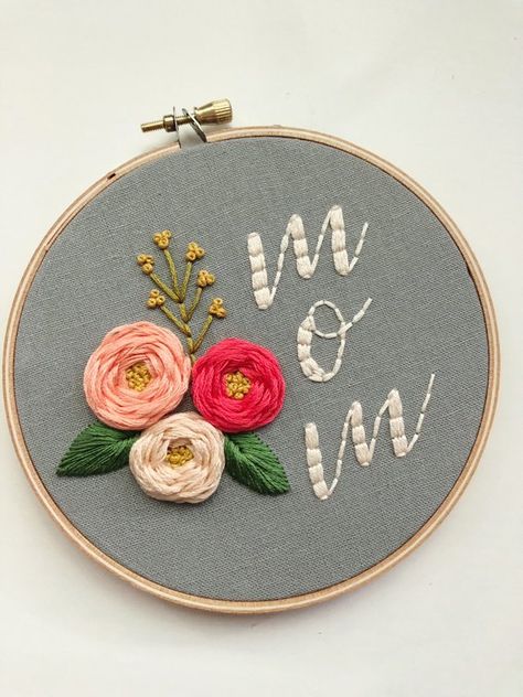 Mother's Day Embroidery, Hoop Wall Art, Embroidered Hoop, Embroidery Hoop Wall, Embroidery Hoop Wall Art, Redwork Embroidery, Embroidery Transfers, Embroidery Patterns Vintage, Pola Sulam