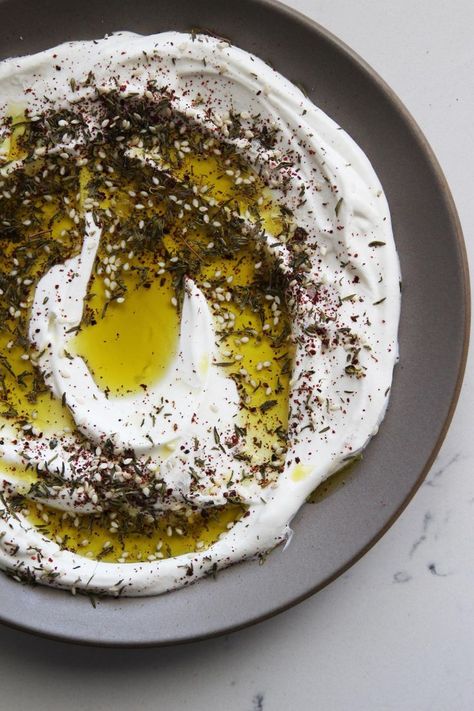 Za'atar and Labneh | HonestlyYUM Zaatar Recipe, Labneh Recipe, Middle East Food, Za Atar, Eastern Cuisine, Homemade Spices, Lebanese Recipes, Persian Food, September 23