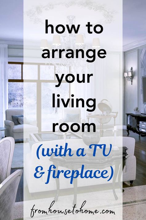 How To Arrange Living Room Furniture With a TV and Fireplace | Home Decor Ideas Living Room Furniture Arrangement Ideas With Tv Above Fireplace, Living Room Tv Wall Between Windows, Tv In Front Of Windows Living Room, Where To Place A Tv In Living Room, Tv Infront Of Windows Living Room, Arranging Furniture Around Fireplace, Fireplace Behind Couch Furniture Layout, Where To Place Tv In Living Room, Living Room With Two Focal Points