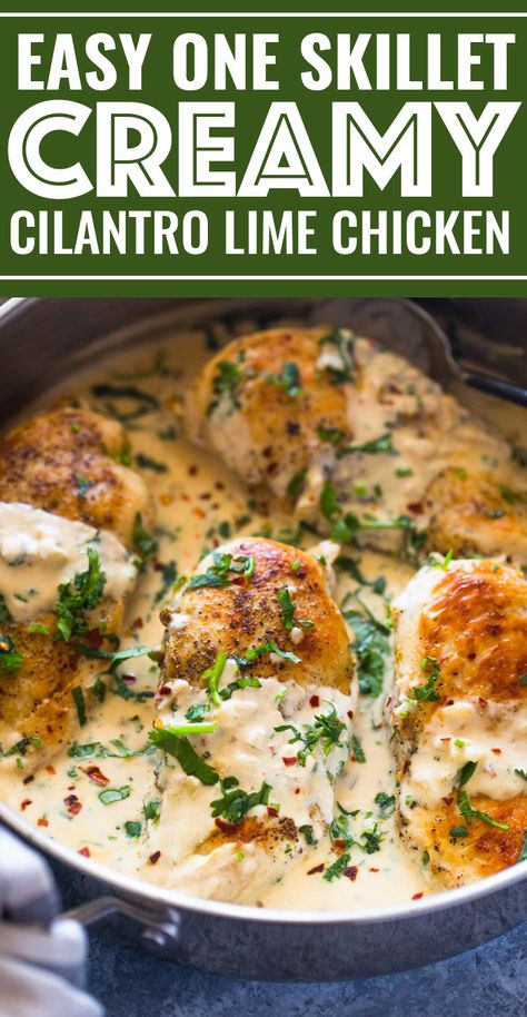 Creamy Cilantro Lime Chicken, Steak Marsala, Chicken Chicken Recipes, Lime Chicken Recipes, Cilantro Recipes, Cilantro Chicken, Cauliflower Mash, Diner Recept, One Skillet