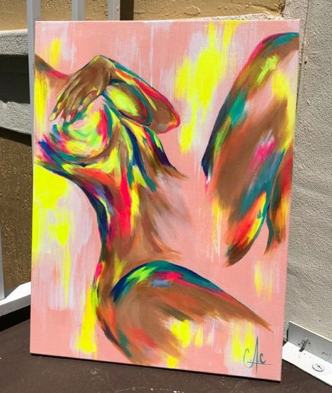 Female Form Painting, Form Painting, Neon Abstract, Black Art Painting, Female Art Painting, Canvas Painting Designs, Small Canvas Art, Arte Inspo, Diy Canvas Art Painting