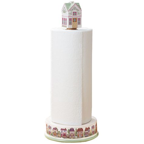 Village Paper Towel Holder | Lenox Everyday Dinnerware, Lenox Village, Flatware Sets, Cottage In The Woods, Victorian Design, Cute House, Paper Towel Holder, Village Houses, Kitchen Area