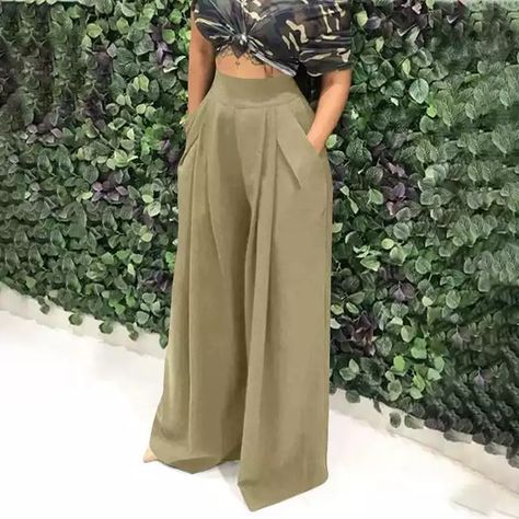 Ladies Trousers, High Waist Wide Leg Pants, Pantalon Large, Crop Top Blouse, Aaliyah, Cutout Dress, Dress Size Chart, Dress Suits, Belleza Natural