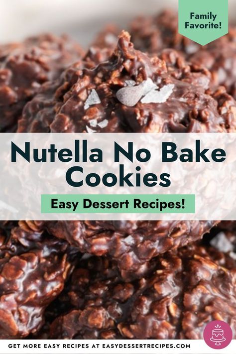 Indulge in the irresistible goodness of Nutella with these quick and delightful No Bake Cookies. They're the perfect sweet treats that require minimal effort. Find the mouthwatering recipe on my site! No Bake Nutella Recipes, Nutella No Bake Cookies, Nutella No Bake, Fall Desserts Thanksgiving, No Bake Cookies Recipe, Best Easy Dessert Recipes, Kid Friendly Dessert, Nutella Desserts, Chocolate Pie Recipes