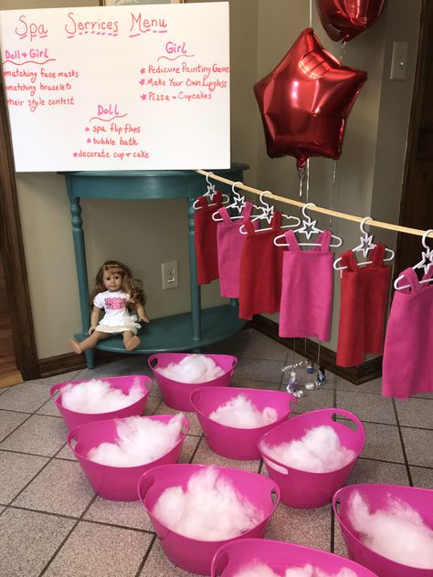 Doll And Me Tea Party Birthday, Doll Spa Party, American Girl Party Ideas, Doll Party Ideas, American Girl Doll Birthday Party, American Girl Doll Party, Birthday Party 10, Doll Birthday Party, Girls Sleepover Party