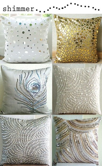 Bling Pillows Peacock Theme, Sequin Pillow, Dekor Diy, Bantal Sofa, Pretty Pillow, Shell Decor, Decor Details, Pillow Designs, Vintage Glam