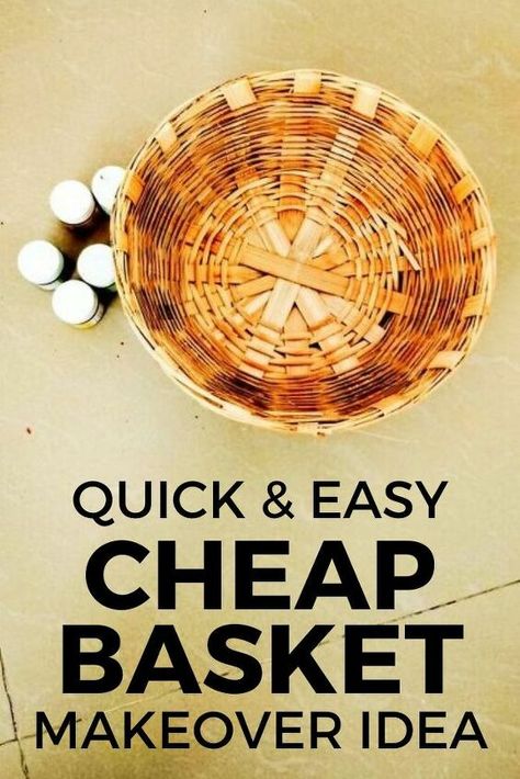 If you're looking for a cheap way to decorate your walls you'll love this colorful DIY craft project. This is a great way to add some color to your entryway, bedroom or kitchen and is perfect if you're decorating on a budget, as you can get these baskets for cheap at the dollar tree store. #diy #walldecor #dollartree Pottery Barn Desk, Diy Garden Table, Small Garden Table, Cheap Baskets, Cheap Living Room, Basket Makeover, Cane Baskets, Cheap Living, Entryway Bedroom