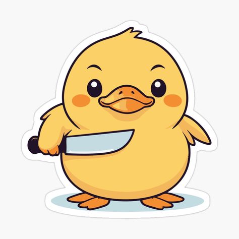 Get my art printed on awesome products. Support me at Redbubble #RBandME: https://www.redbubble.com/i/sticker/Duck-Holding-Knife-by-Atlantico54/161535983.JCQM3?asc=u Cute Printable Stickers, Knife Sticker, Cute Animal Friends, Holding Knife, Cute Animal Stickers, Stickers Design, Plastic Stickers, Decorate Notebook, Animal Stickers