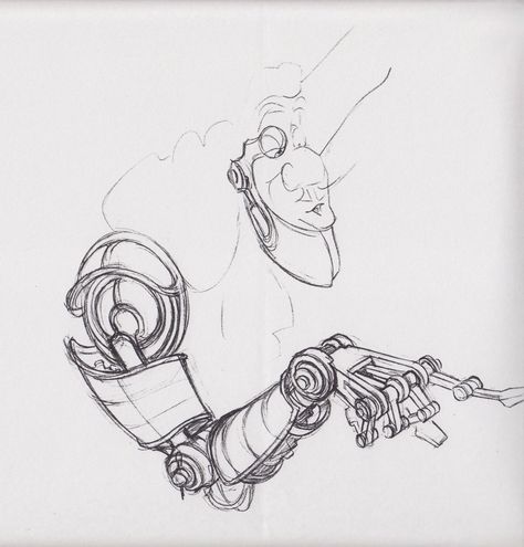 Robot Design Sketch, Glen Keane, Cyborgs Art, 2d Drawing, Arte Robot, Arte Cyberpunk, Treasure Planet, Robot Art, Robot Design