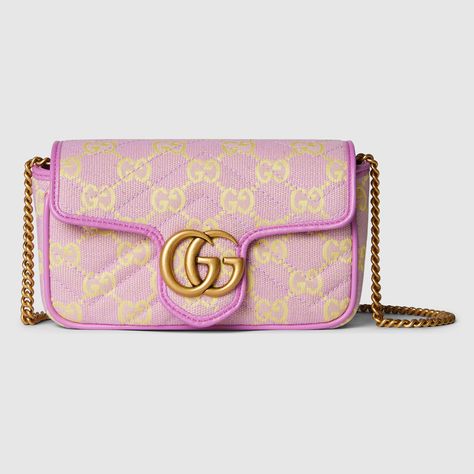 Colorful Designer Bags, Mini Gucci Bag, Pink Gucci Purse, Pink Gucci Bag, Gucci Aesthetic, Gucci Mini Bag, Gucci Marmont Bag, Preppy Bags, Best Tote Bags