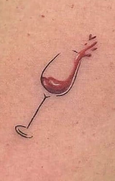 Red Wine Tattoo, Wine Tattoos, Flute Tattoo, Feminine Compass Tattoo, Bubble Tattoo, Wine Glass Tattoo, Wine Tattoo, Glass Tattoo, Finger Tattoo For Women