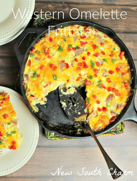 Western Omelette Frittata - New South Charm Western Omelette, English Muffin Breakfast, Omlet Recipes, Omelette Recipe Easy, Monday Recipes, Omelette Recipe, Frittata Recipes, Western Food, Hash Browns