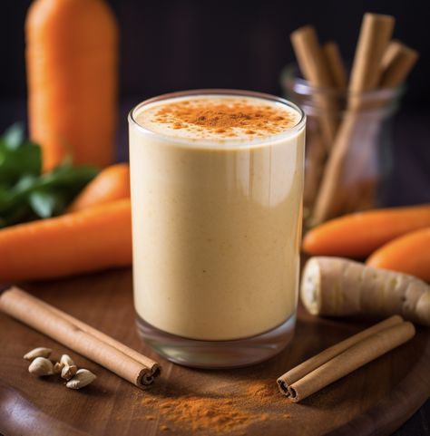 Carrot Cake Smoothie Carrot Cake Smoothie, Healthy Carrot Cakes, Chopped Carrots, Easy Bread Recipes, Easy Bread, Breakfast Options, Unsweetened Almond Milk, Plain Greek Yogurt, Natural Sweeteners