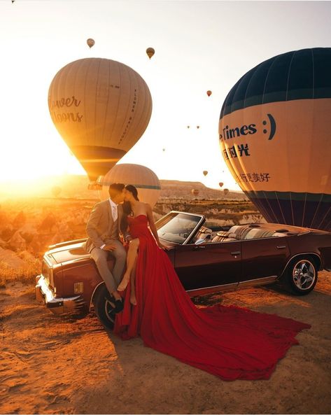 Hot Air Balloon Wedding, Flying Dress, Istanbul Turkey Photography, Hot Air Balloon Ride, Cappadocia Turkey, Pre Wedding Shoot, Vantage Point, Hot Air Balloon Rides, Boyfriend Photos