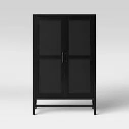 Shop for cabinet black online at Target. Free shipping on orders of $35+ and save 5% every day with your Target RedCard. Decorative Storage Cabinets, Library Cabinet, Natural Wood Decor, Stackable Shelves, Salon Suites, Statement Furniture, Shelf Furniture, Cabinet Black, Glass Cabinets Display