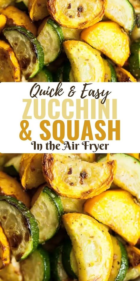 If you love roasting your vegetables, you’ll love Air Fryer Zucchini and Squash. These step-by-step instructions make a batch of crisp-tender vegetables in minutes in your air fryer or Ninja Foodi. Perfect quick and easy side dish for the summer, especially if you have any from your garden! Airfry Zucchini And Squash, Frozen Zucchini In Air Fryer, Zucchini And Yellow Squash Recipes Air Fryer, Zucchini Recipes Air Fryer Easy, Air Fryer Squash Recipes Yellow, Zucchini In Air Fryer Recipes, Air Fryer Summer Squash, Air Fryer Recipes Squash, Airfryer Zucchini Recipes