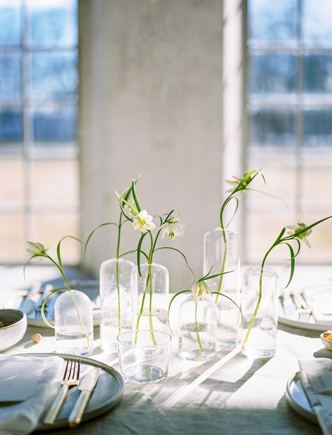 Neutral Minimalism Made This Airy and Light Post-Wedding Sunday Brunch a Contemporary Dream - Once Wed #couplesphotography #weddingphotography #minimalistweddingphotography Bright Minimalist Wedding, Minimal Floral Tablescape, Minimalist Tablescape Wedding, Budvase Tablescape, Minimalist Centerpiece Wedding, Minimal Wedding Table Decor, Contemporary Wedding Decor, Minimalist Wedding Table, Minimalist Centerpiece