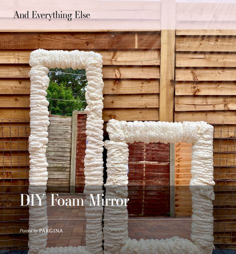 Check out this easy hack to jazz up a plain mirror and make it look super chic! Foam Mirror Frame, Expanding Foam Mirror, Diy Foam Mirror, Foam Mirror, Stand Up Mirror, Diy Industrial Furniture, Plain Mirror, Apt Decor, Hill Country Homes