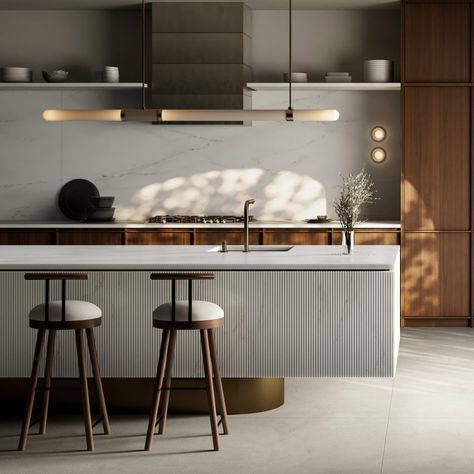 Claudia Afshar designs tile collection to bring "dimension to any space" Calacatta Lincoln, Micro Concrete, Interior Cladding, White Interiors, Feature Tiles, Cement Floor, Kitchen Concepts, Kitchen Worktop, Energy Consumption