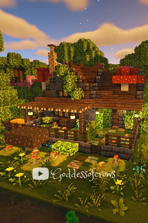 Minecraft Houses Goblincore, Minecraft Goblincore Ideas, Goblin Core Minecraft, Goblin Core Minecraft House, Goblincore Minecraft House, Minecraft Goblin House, Goblincore Minecraft Builds, Goblincore Minecraft, Goblincore House