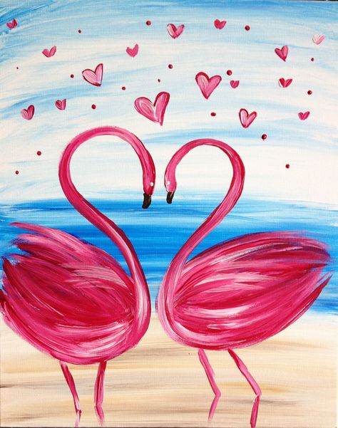 Pinot's Palette - Montrose Painting Library Painting Library, Pinots Palette Paintings, Palette Painting, Cute Drawings Of Love, Love Birds Painting, Flamingo Painting, Easy Canvas, Easy Canvas Painting, Valentines Art