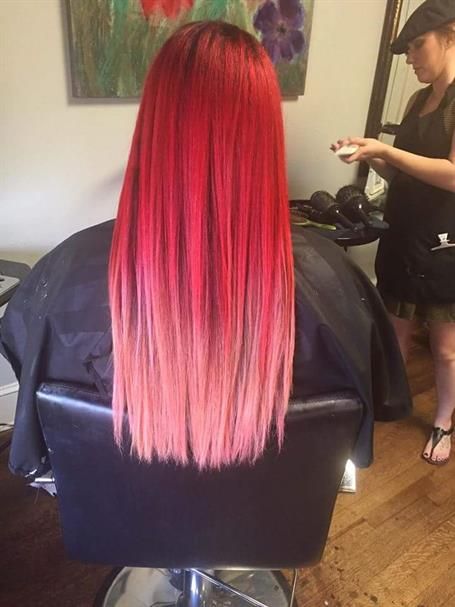 Red To Magenta Ombre Hair, Red And Pink Ombre Hair, Red To Pink Ombre Hair, Pink And Red Hair, Red And Pink Hair, Cranberry Hair, Pink Red Hair, Mens Messy Hairstyles, Big Waves Hair