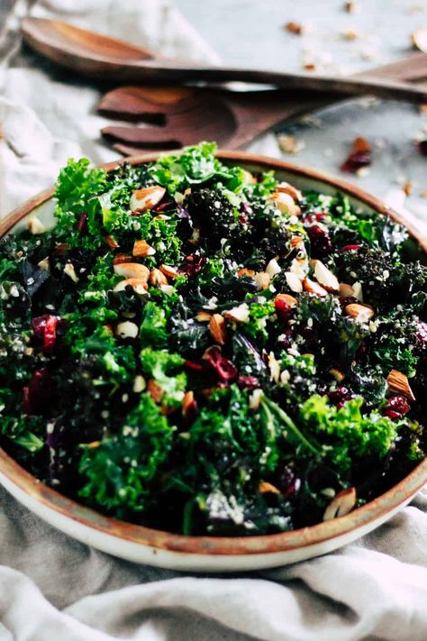 This make-ahead kale salad doesn’t wilt or get soggy. Toss one together before a party or prep a few portions for easy weekday lunches and dinners. #GratefulGrazer #kalesalad #mealprep #plantbased #vegansalads Make Ahead Kale Salad, Wilted Kale Salad, Kale Salad With Cranberries, Easy Weekday Lunches, Weekday Lunches, Orange Dressing, Baked Tempeh, Meal Prep Lunch, Kale Salad Recipes