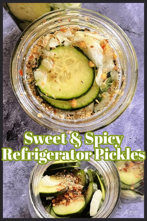 With just a few simple steps and minimal ingredients my Refrigerator Pickles will be ready to munch on in no time! Made with crisp English cucumbers, sweet onions, and a delightful blend of spices, these pickles are the perfect balance of sweet and tangy, with just a little bit of heat. Best Sweet Pickle Recipe, Sweet Refrigerator Pickles, Spicy Refrigerator Pickles, Homemade Refrigerator Pickles, Pickling Cucumbers Recipe, Refrigerator Pickle Recipes, Pickle Recipes, Pickled Okra, Spicy Pickles