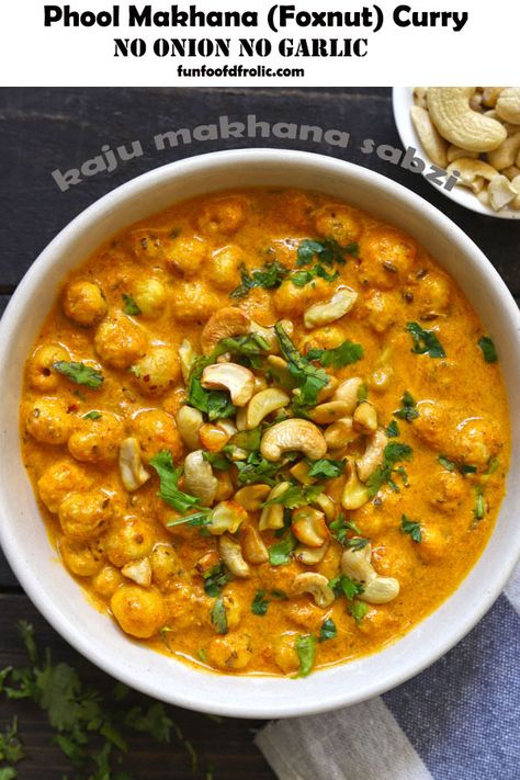 Phool Makhana Curry (Makhana Sabzi) - Fun FOOD Frolic Phool Makhana Curry, Makhana Curry Recipe, Phool Makhana Recipes, Makhana Snacks Recipe, Veg Curry Recipes, Jain Food, Veg Curry, Garlic Recipe, Indian Dinner