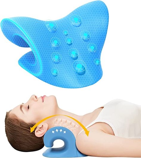 YISAILU neck and shoulder relaxer to relax the neck and cervical spine, providing perfect relief from neck/shoulder pain and pressure, herniated discs, nerve compression, poor sleep,tension at the base of the skull (such as knotted muscles) TMJ and muscle soreness. Muscle Tension Relief, Neck Hump, Neck Stretcher, Neck Traction, Spine Alignment, Cervical Traction, Traction Device, Head Pain, Tension Relief