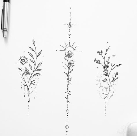 Unalome Tattoo Symbols, Tattoo Wild Flowers, Wild Flowers Tattoo, Small Tattoo Simple, Tattoo Single Needle, For Women Tattoo Design, Women Tattoo Design, With Meaning Tattoo, Tattoo With Meaning