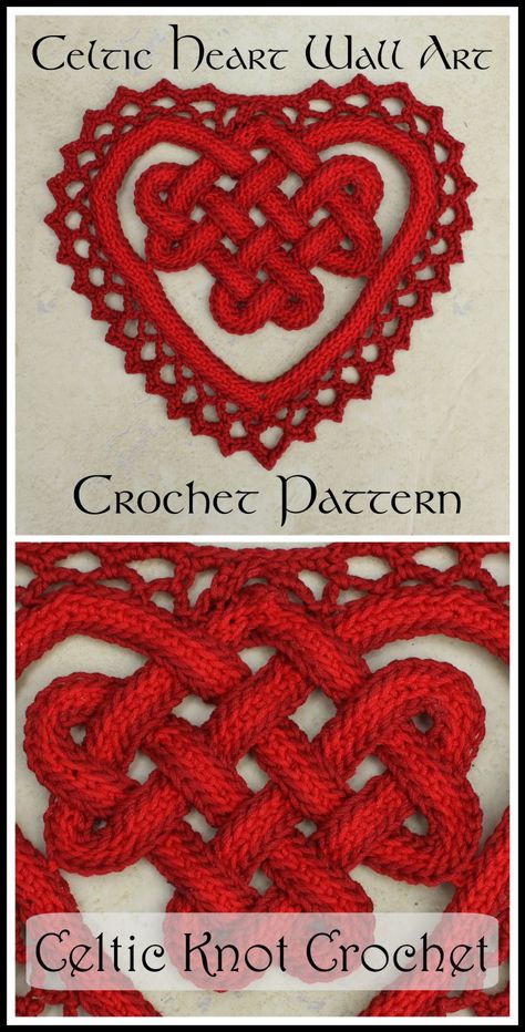 Celtic Crochet, Crochet Celtic, Celtic Knot Crochet, Blanket Rug, Wall Hanging Ideas, Crochet Wall Art, Crochet Hearts, Irish Crochet Patterns, Lucet