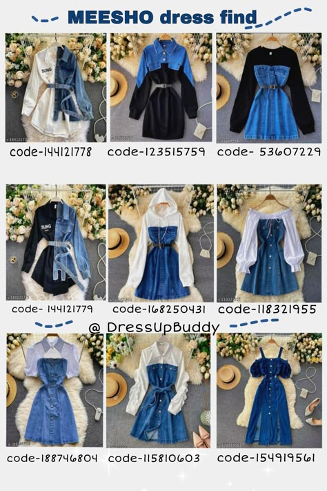 Korean dress , denim dress , korean fashion Dresses From Meesho, Denim Dress Korean, Cheap Outfits, Cute Cheap Outfits, Stylish Outfits Casual, Simple Casual Outfits, Simple Style Outfits, Dressing Sense