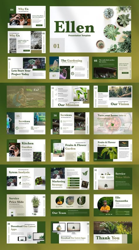 Nature Presentation Design, Gardening Templates, Presentation Slide Design, Mises En Page Design Graphique, Presentation Slides Design, Branding Portfolio, 포트폴리오 레이아웃, Powerpoint Slide Designs, Design Powerpoint