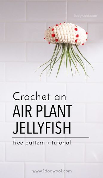 Jellyfish Tutorial, Crochet Plant Hanger, Crochet Puff Flower, Crocheted Jellyfish, Crochet Cactus, Scrap Yarn, Easy Crochet Projects, Crochet Plant, Simple Crochet