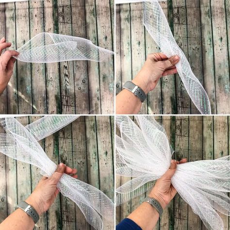 Christmas Angels Diy, Kostum Peri, Angel Tutorial, Deco Mesh Crafts, Diy Angel Wings, Christmas Angel Crafts, Deco Mesh Wreaths Tutorials, Deco Mesh Wreaths Diy, Mesh Wreath Tutorial