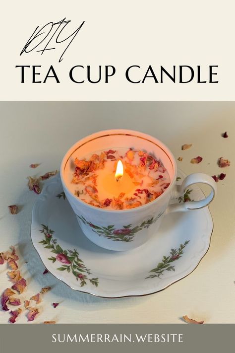 Vintage Teacup Candles, Candle Tea Cups, Diy Teacup Candles, Teacup Candles Diy, Homemade Candles Diy, Diy Tea Cup, Boho Candles, Diy Tea Light Candle Holders, Tea Cup Candles