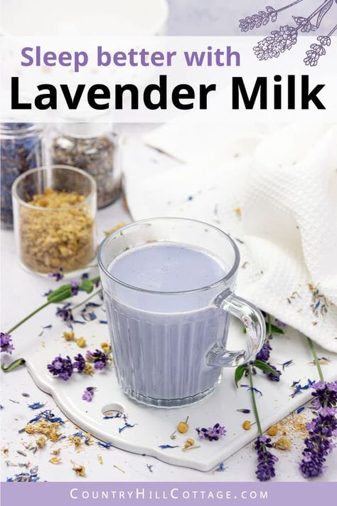 Bedtime Drinks For Sleep, Lavender Moon Milk, Lavender Drink, Edible Lavender, How To Make Purple, Moon Milk Recipe, Lavender Milk, Homemade Milk, Bedtime Drink