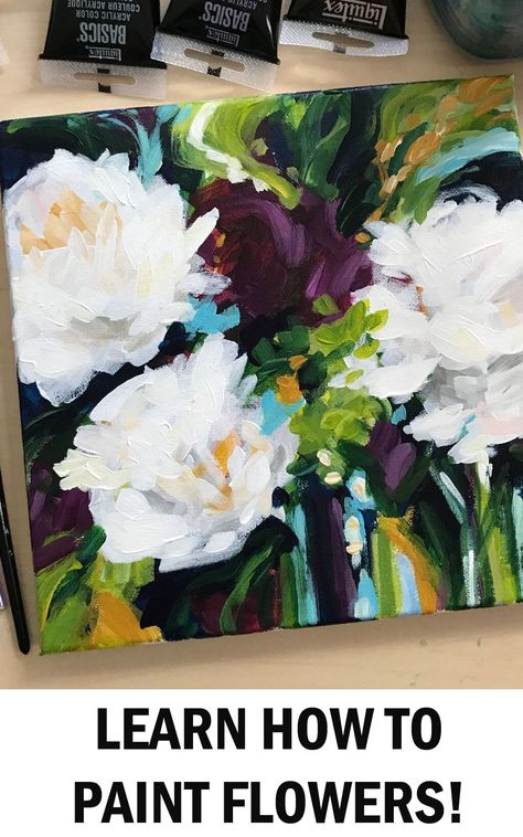 Five Tips for Painting with Acrylics on Canvas for New Artists — Elle Byers Art Abstract Peonies, Online Painting Classes, Acrylic Flower Painting, Painting Instructions, Easy Flower Painting, Paint Abstract, Paint Flowers, Flowers Abstract, Abstract Floral Paintings