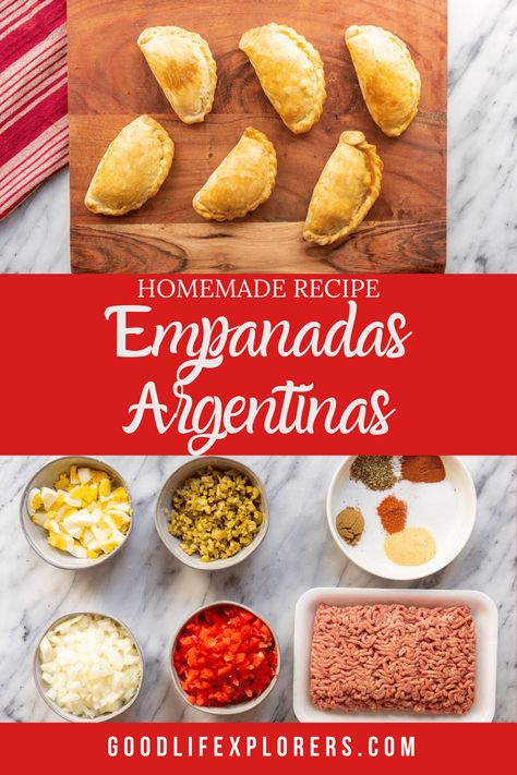 This recipe for beef empanadas Argentinas are going to give you a little taste of South America. Using homemade empanada dough and an easy ground beef filling, these appetizers are sure to become a family favorite! #goodlifexplorers Empanadas Recipe Argentina, Homemade Empanadas Dough, Homemade Empanada Dough, Homemade Empanadas, Easy International Recipes, Paraguay Food, Empanada Dough, Empanadas Dough, Easy And Quick Recipes