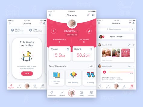 Baby Stimulation Mobile App for Parents by Aqeela Valley Application Ui Design, Ui Design Mobile, Baby Apps, Ios App Design, Mobile Interface, Mobile Ui Design, Ios Design, App Design Inspiration, Mobile App Ui