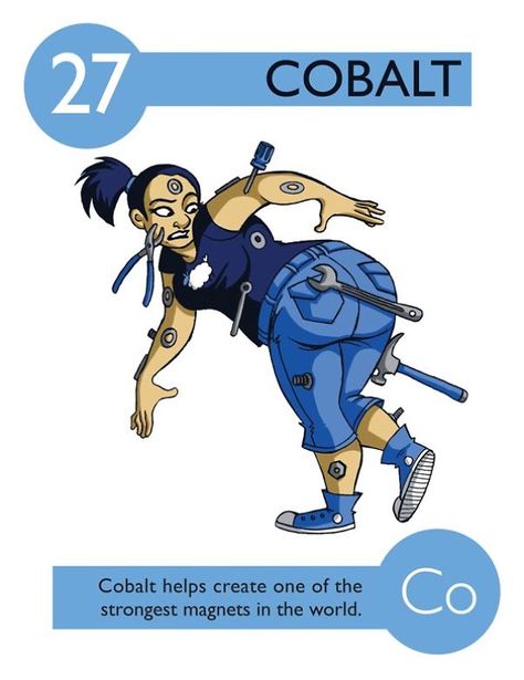 Cobalt Periodical Table, Chemistry Elements, Element Chemistry, Science Cartoons, Chemistry Periodic Table, Chemistry Basics, Periodic Elements, Chemical Elements, Chemistry Classroom