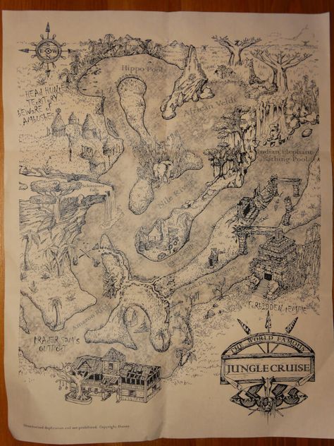 Jungle Cruise Aesthetic, Jungle Map, Disney Jungle Cruise, Exit Room, Fictional Maps, Vbs Jungle, Jungle Theme Rooms, Disney Map, Jungle Drawing