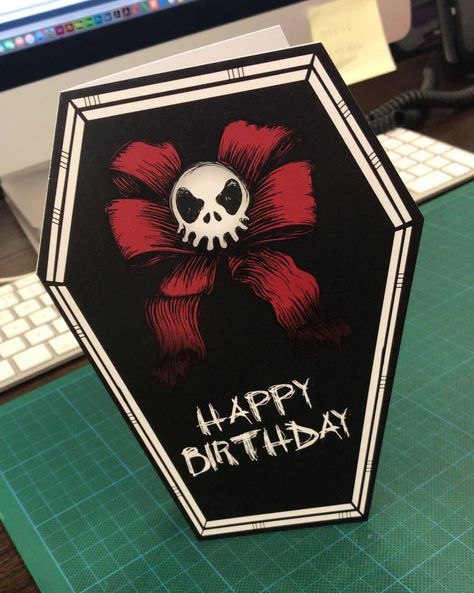 Emo Birthday Card, Goth Birthday Card, Handmade Bday Cards, Coffin Card, Card Puns, Birthday Card Puns, Mothers Day Cards Craft, Homemade Birthday Gifts, Indie Goth