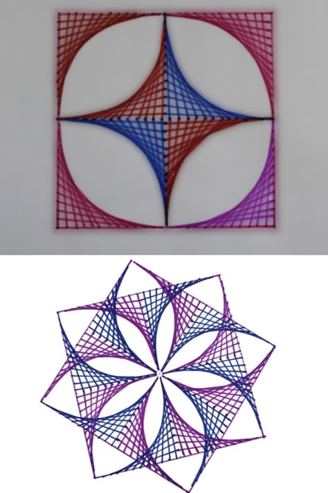 The video has 3 tutorials about Parabolic Curve Art in Square. The process is made simple by the free worksheets. Download the free template and start creating the parabolic curve art Geometrical Chart Drawing, Mandala Art With Geometric Shapes, Lines And Curves Drawings, Mandala Art Using Geometrical Shapes, Parabolic Curve Art, Line Design Pattern, Drawing Worksheet, Easy Drawing Ideas, Design Art Drawing