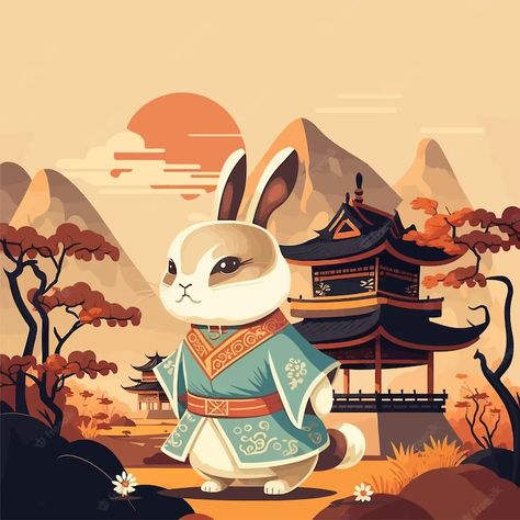 Premium Vector | Chinese new year lunar 2023 year of the rabbit zodiac signs Lunar 2023, New Year Anime, Chinese Zodiac Rabbit, 2023 Year Of The Rabbit, Chinese New Year Crafts For Kids, Chinese Illustration, Chinese New Year Crafts, New Year Illustration, Rabbit Tattoos